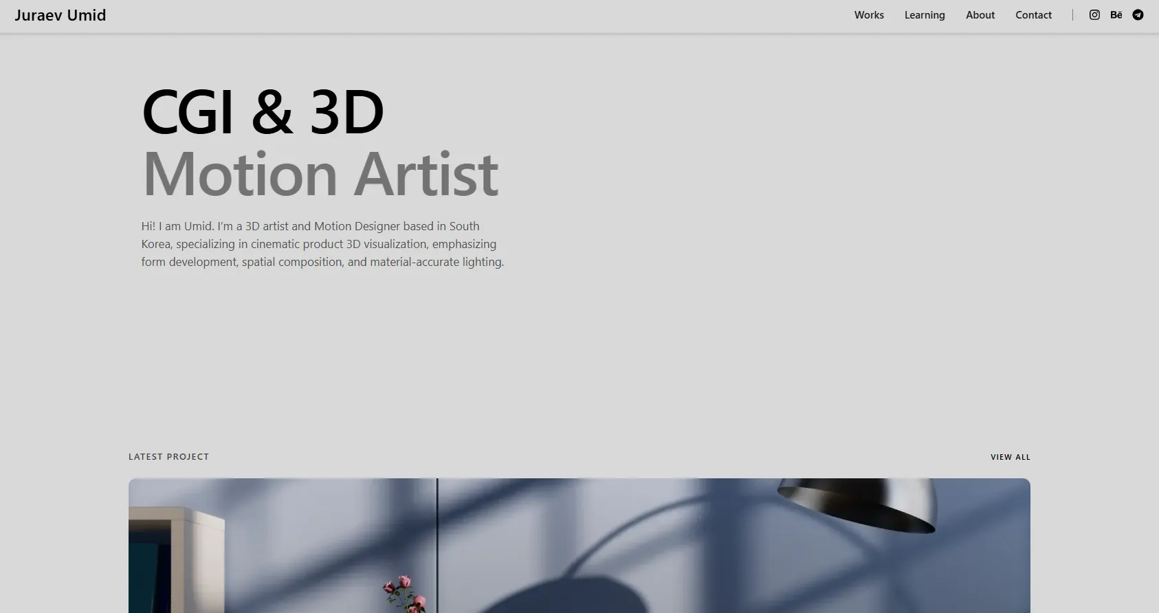 Personal portfolio website homepage